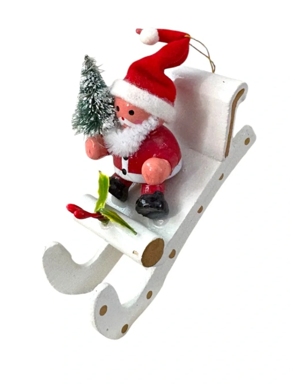 VINTAGE➕Wood Hand-Painted Santa Claus Ornament